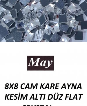 8X8 CAM KARE AYNA KESİM ALTI DÜZ FLAT CRYSTAL