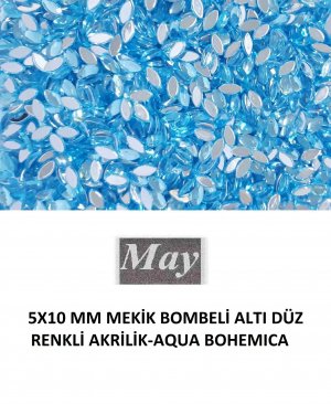 5X10 MM MEKİK BOMBELİ ALTI DÜZ RENKLİ AKRİLİK-AQUA BOHEMICA