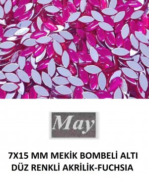 7X15 MM MEKİK BOMBELİ ALTI DÜZ RENKLİ AKRİLİK-FUCHSIA