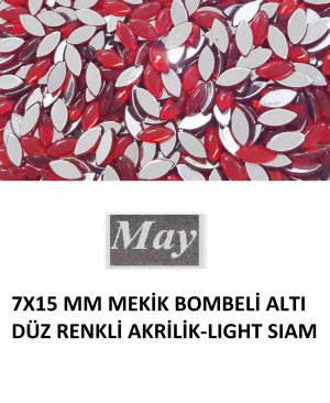 7X15 MM MEKİK BOMBELİ ALTI DÜZ RENKLİ AKRİLİK-LIGHT SIAM