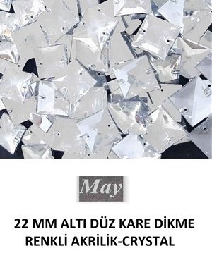 22 MM ALTI DÜZ KARE DİKME RENKLİ AKRİLİK-CRYSTAL
