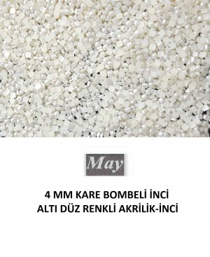 4 MM KARE BOMBELİ İNCİ ALTI DÜZ RENKLİ AKRİLİK-İNCİ