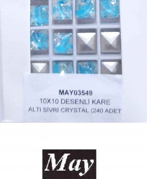 10X10 DESENLİ CAM KARE ALTI SİVRİ RENKLİ AQUAMARINE