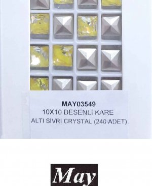 10X10 DESENLİ CAM KARE ALTI SİVRİ RENKLİ CITRINE