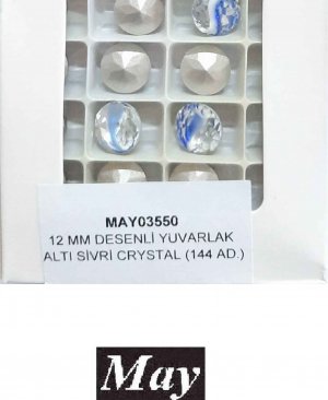 12 MM DESENLİ CAM YUVARLAK ALTI SİVRİ SAPPHIRE
