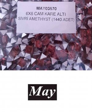 6X6 CAM KARE ALTI SİVRİ AMETHYST