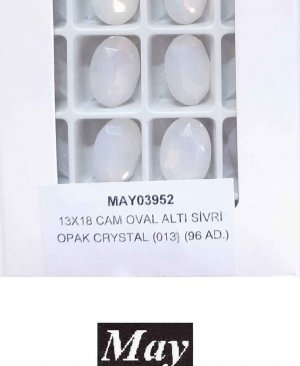 13X18 CAM OVAL ALTI SİVRİ OPAK CRYSTAL (013)