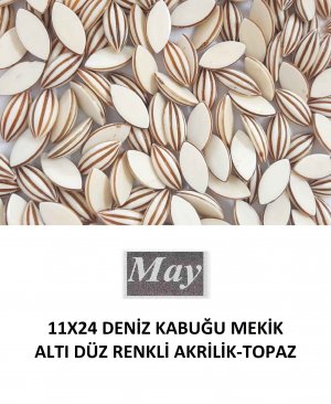 11X24 DENİZ KABUĞU MEKİK ALTI DÜZ RENKLİ AKRİLİK-TOPAZ