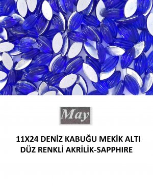 11X24 DENİZ KABUĞU MEKİK ALTI DÜZ RENKLİ AKRİLİK-SAPPHIRE