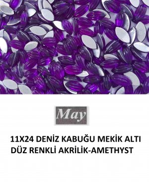 11X24 DENİZ KABUĞU MEKİK ALTI DÜZ RENKLİ AKRİLİK-AMETHYST