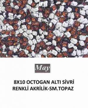 8X10 OCTOGAN ALTI SİVRİ RENKLİ AKRİLİK-SMOKED TOPAZ