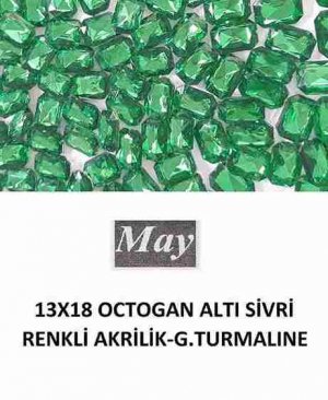 13X18 OCTOGAN ALTI SİVRİ RENKLİ AKRİLİK-GREEN TURMALINE