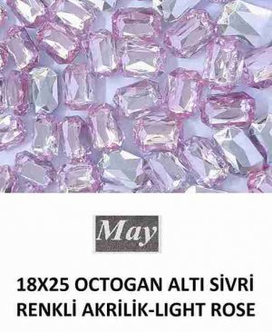 18X25 OCTOGAN ALTI SİVRİ RENKLİ AKRİLİK-LIGHT ROSE