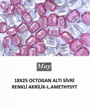 18X25 OCTOGAN ALTI SİVRİ RENKLİ AKRİLİK-LIGHT AMETHYSYT