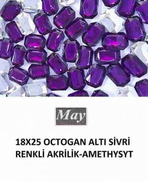 18X25 OCTOGAN ALTI SİVRİ RENKLİ AKRİLİK-AMETHYSYT