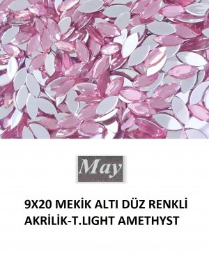 9X20 MEKİK ALTI DÜZ RENKLİ AKRİLİK-T.LIGHT AMETHYST