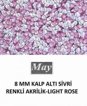 8 MM KALP ALTI SİVRİ RENKLİ AKRİLİK-LIGHT ROSE