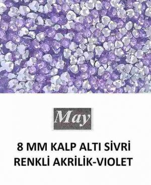 8 MM KALP ALTI SİVRİ RENKLİ AKRİLİK-VIOLET