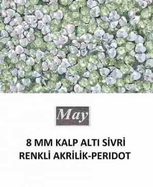8 MM KALP ALTI SİVRİ RENKLİ AKRİLİK-PERIDOT