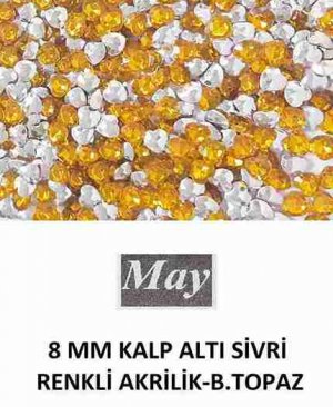 8 MM KALP ALTI SİVRİ RENKLİ AKRİLİK-BEACH TOPAZ