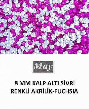8 MM KALP ALTI SİVRİ RENKLİ AKRİLİK-FUCHSIA
