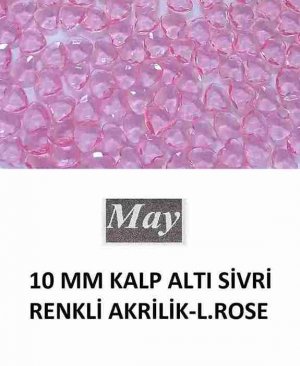 10 MM KALP ALTI SİVRİ RENKLİ AKRİLİK-LIGHT ROSE