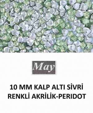 10 MM KALP ALTI SİVRİ RENKLİ AKRİLİK-PERIDOT