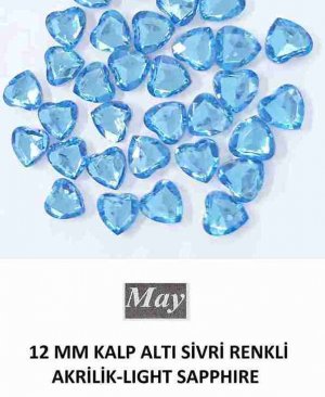 12 MM KALP ALTI SİVRİ RENKLİ AKRİLİK-LIGHT SAPPHIRE
