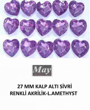 27 MM KALP ALTI SİVRİ RENKLİ AKRİLİK-LIGHT AMETHYST