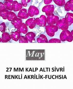 27 MM KALP ALTI SİVRİ RENKLİ AKRİLİK-FUCHSIA