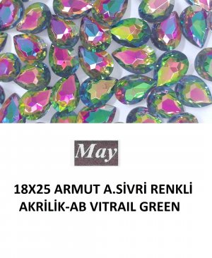 18X25 ARMUT ALTI SİVRİ RENKLİ AKRİLİK-AB VITRAIL GREEN