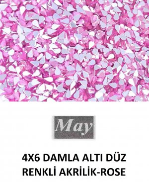 4X6 DAMLA ALTI DÜZ RENKLİ AKRİLİK-ROSE