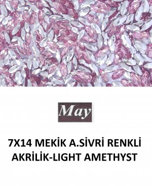 7X14 MEKİK ALTI SİVRİ RENKLİ AKRİLİK-LIGHT AMETHYST