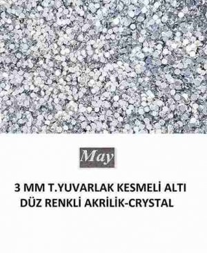 3 MM T.YUVARLAK KESMELİ ALTI DÜZ RENKLİ AKRİLİK-CRYSTAL