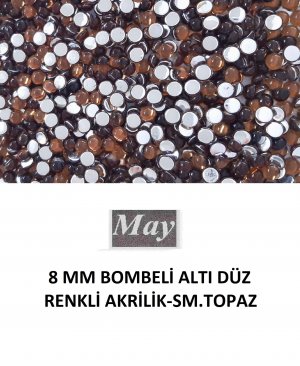 8 MM BOMBELİ ALTI DÜZ RENKLİ AKRİLİK-SM.TOPAZ