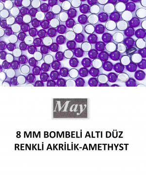 8 MM BOMBELİ ALTI DÜZ RENKLİ AKRİLİK-AMETHYST