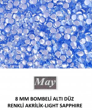 8 MM BOMBELİ ALTI DÜZ RENKLİ AKRİLİK-LIGHT SAPPHIRE