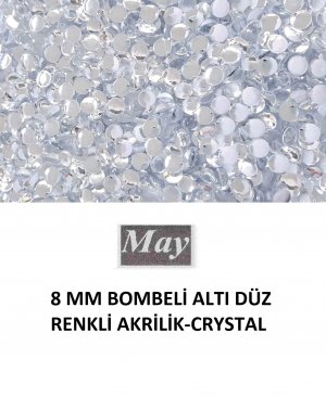 8 MM BOMBELİ ALTI DÜZ RENKLİ AKRİLİK-CRYSTAL