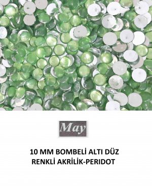 10 MM BOMBELİ ALTI DÜZ RENKLİ AKRİLİK-PERIDOT