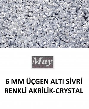 6 MM ÜÇGEN ALTI SİVRİ RENKLİ AKRİLİK-CRYSTAL