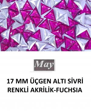 17 MM ÜÇGEN ALTI SİVRİ RENKLİ AKRİLİK-FUCHSIA