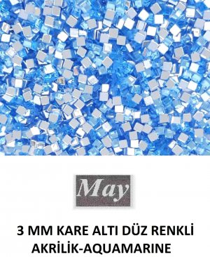 3 MM KARE ALTI DÜZ RENKLİ AKRİLİK-AQUAMARINE