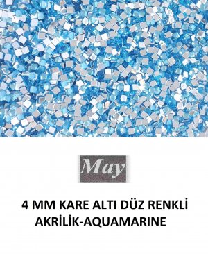 4 MM KARE ALTI DÜZ RENKLİ AKRİLİK-AQUAMARINE