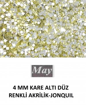4 MM KARE ALTI DÜZ RENKLİ AKRİLİK-JONQUIL