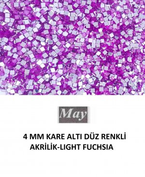 4 MM KARE ALTI DÜZ RENKLİ AKRİLİK-LIGHT FUCHSIA