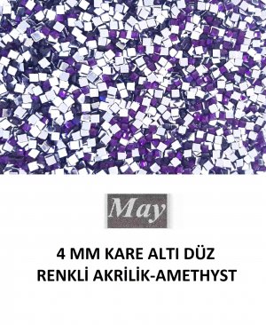 4 MM KARE ALTI DÜZ RENKLİ AKRİLİK-AMETHYST