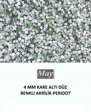 4 MM KARE ALTI DÜZ RENKLİ AKRİLİK-PERIDOT