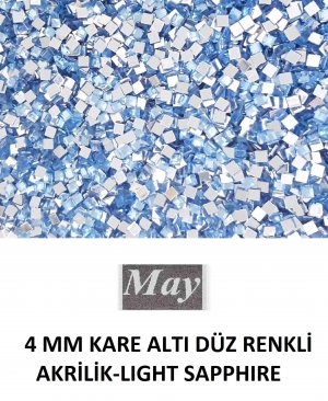4 MM KARE ALTI DÜZ RENKLİ AKRİLİK-LIGHT SAPPHIRE