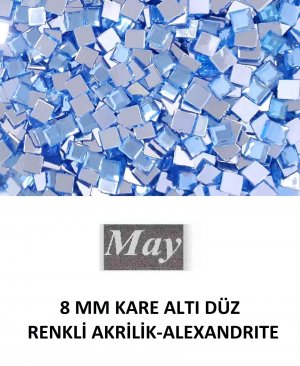 8 MM KARE ALTI DÜZ RENKLİ AKRİLİK-ALEXANDRITE