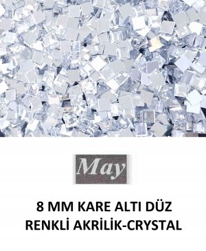 8 MM KARE ALTI DÜZ RENKLİ AKRİLİK-CRYSTAL